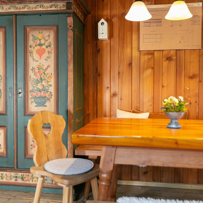 Essbereich des Ferienhauses Kollnbergmühle